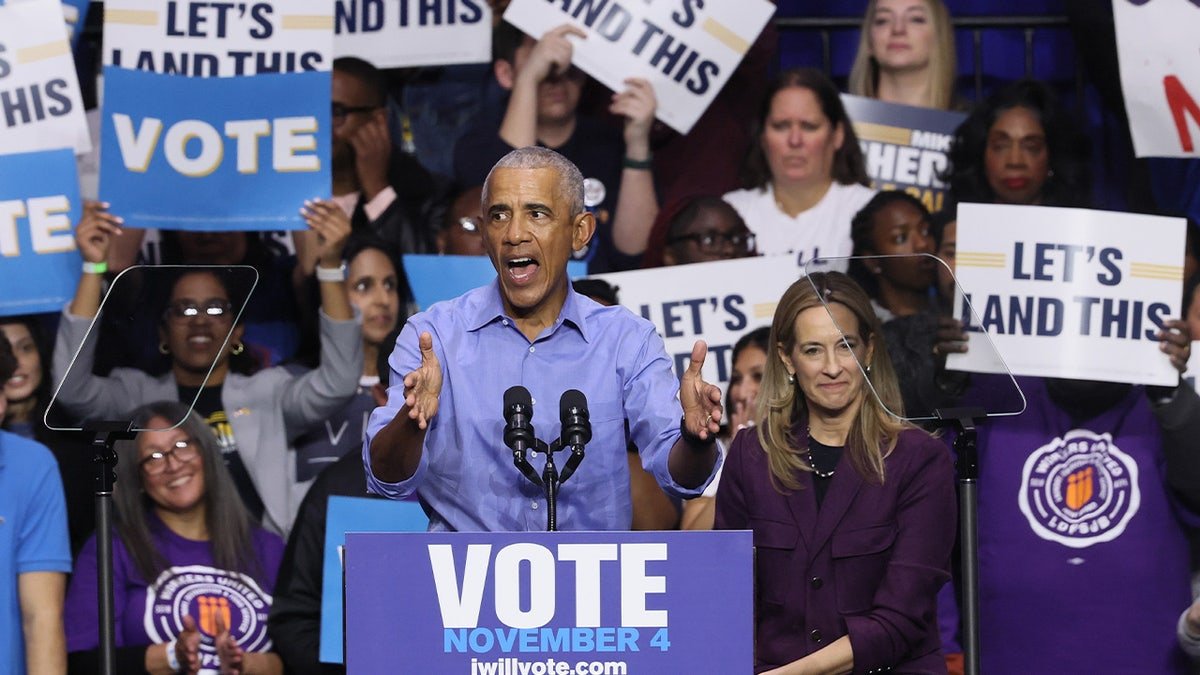 Obama s'exprime lors du rassemblement de Mikie Sherrill
