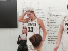 Vestiaire d’après-match Basket-ball féminin Purdue contre Evansville – Purdue Boilermakers